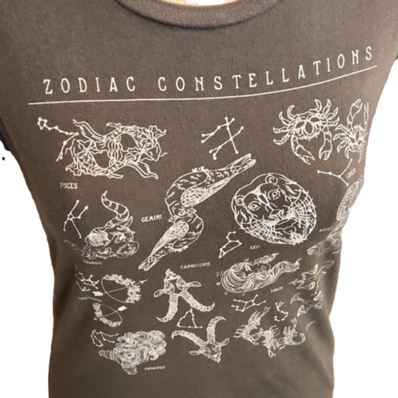 Juniors Fifth Sun Gray & White Zodiac Constellations Graphic Tee Size Large. - Picture 7 of 14